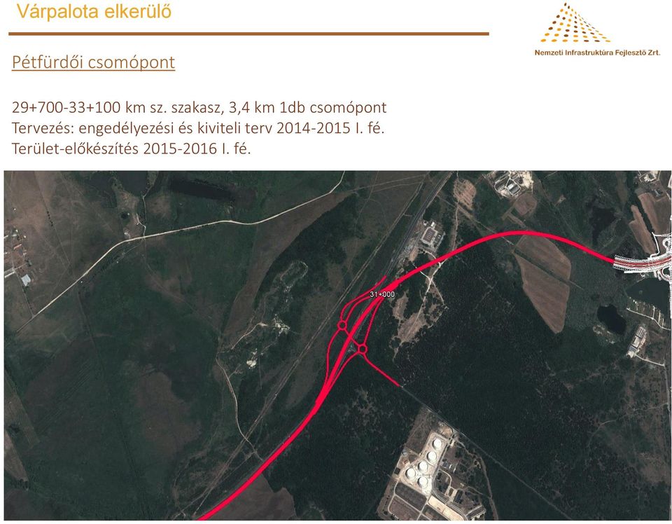 szakasz, 3,4 km 1db csomópont Tervezés: