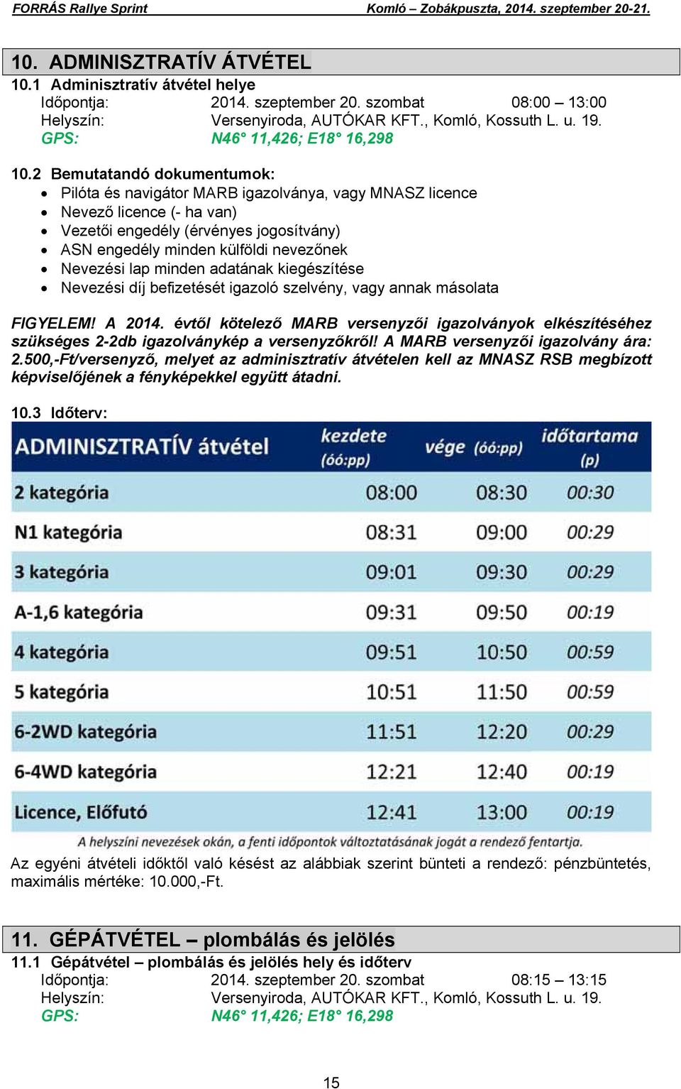 2 Bemutatandó dokumentumok: Pilóta és navigátor MARB igazolványa, vagy MNASZ licence Nevező licence (- ha van) Vezetői engedély (érvényes jogosítvány) ASN engedély minden külföldi nevezőnek Nevezési