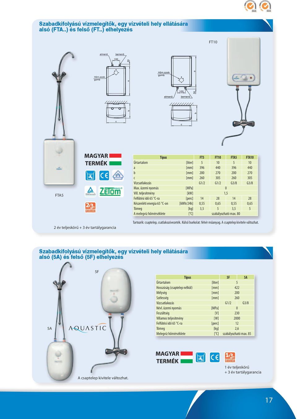 Vízcsatlakozás G1/2 G1/2 G3/8 G3/8 Max. üzemi nyomás [MPa] 0 Vill.