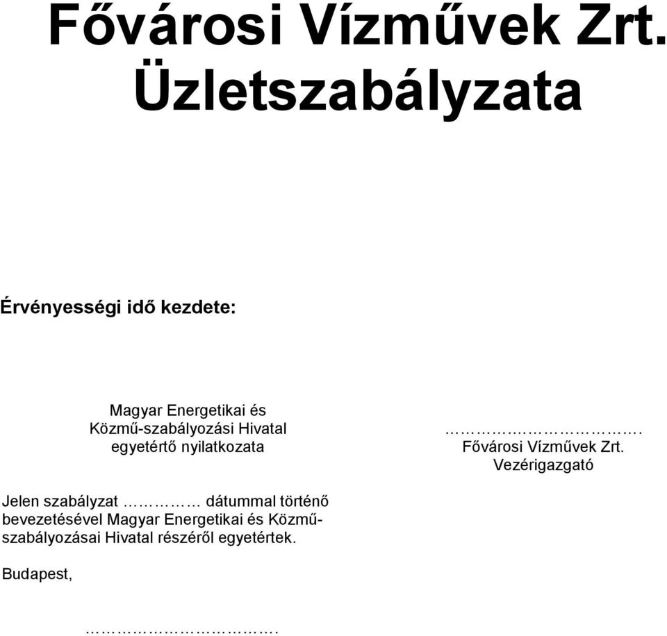 Fővárosi Vízművek Zrt. Üzletszabályzata - PDF Free Download