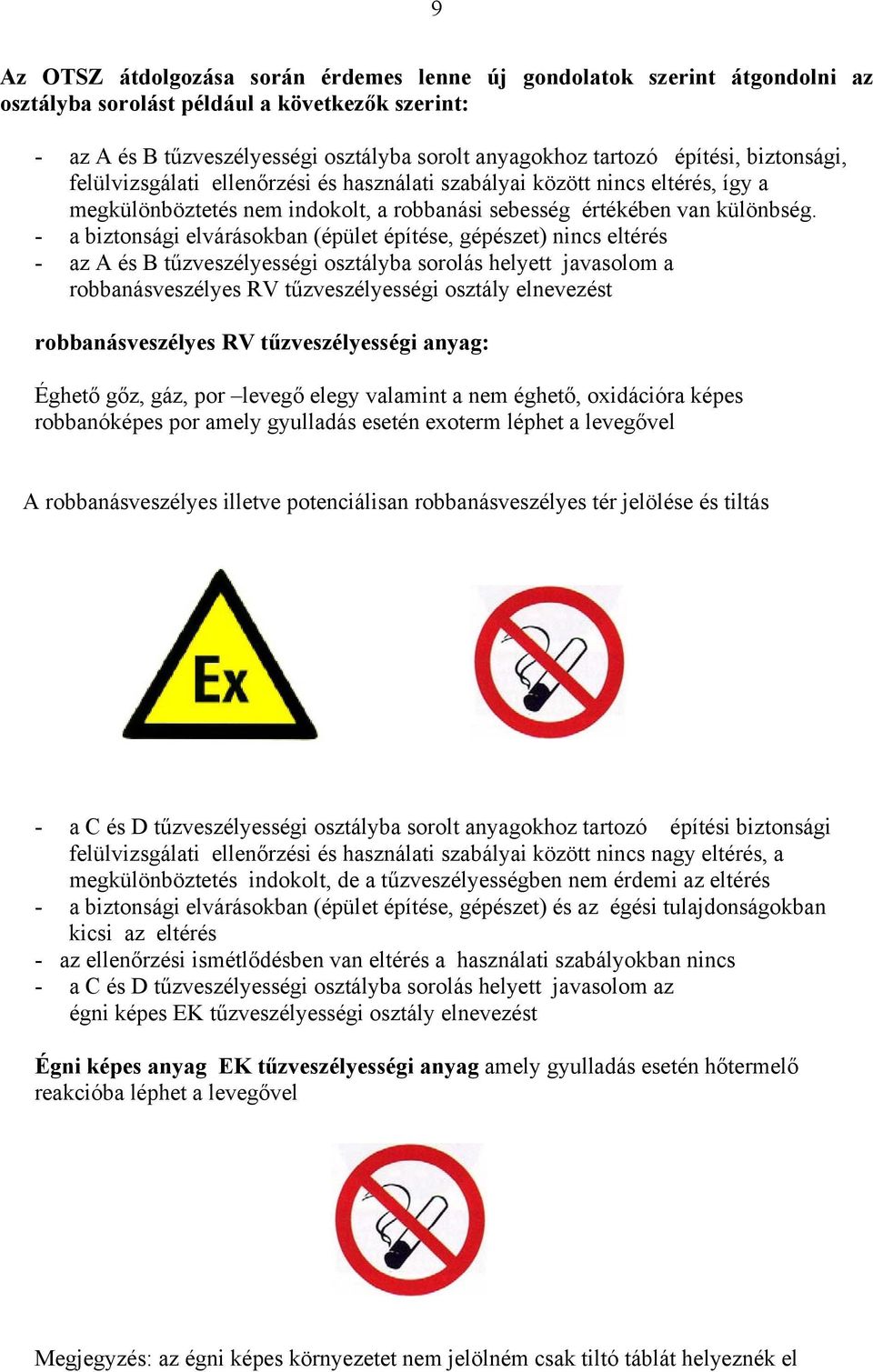 - a biztonsági elvárásokban (épület építése, gépészet) nincs eltérés - az A és B tűzveszélyességi osztályba sorolás helyett javasolom a robbanásveszélyes RV tűzveszélyességi osztály elnevezést