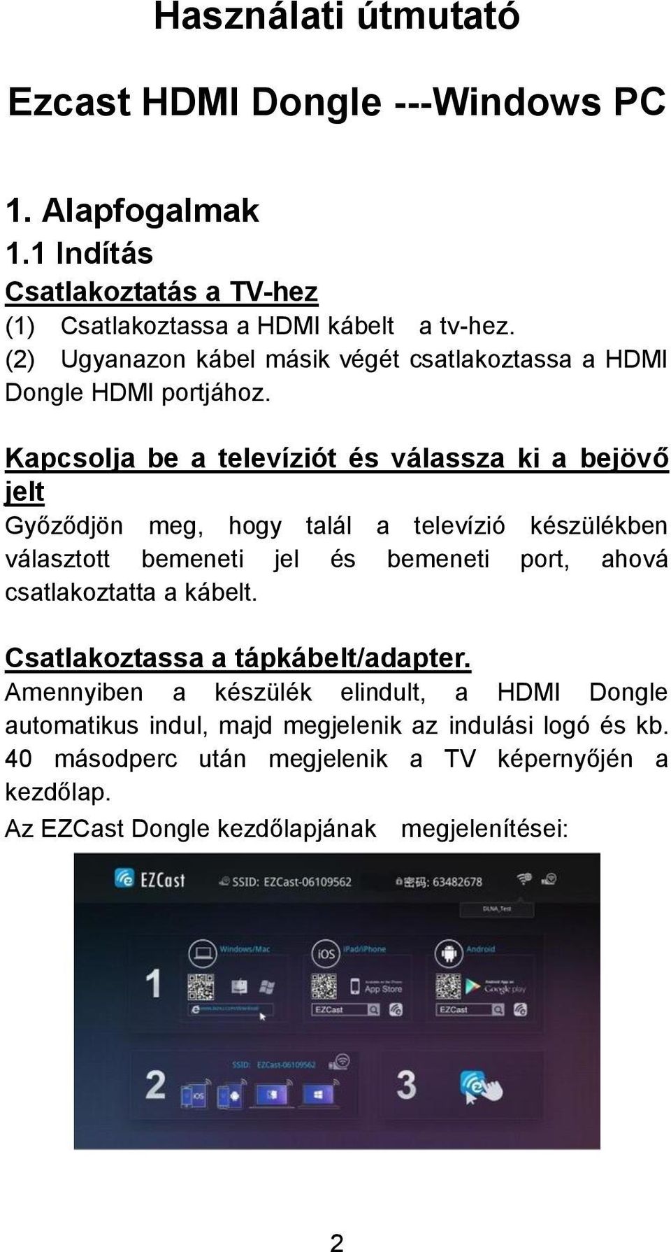 Használati útmutató. Ezcast HDMI Dongle ---Windows PC - PDF Ingyenes  letöltés