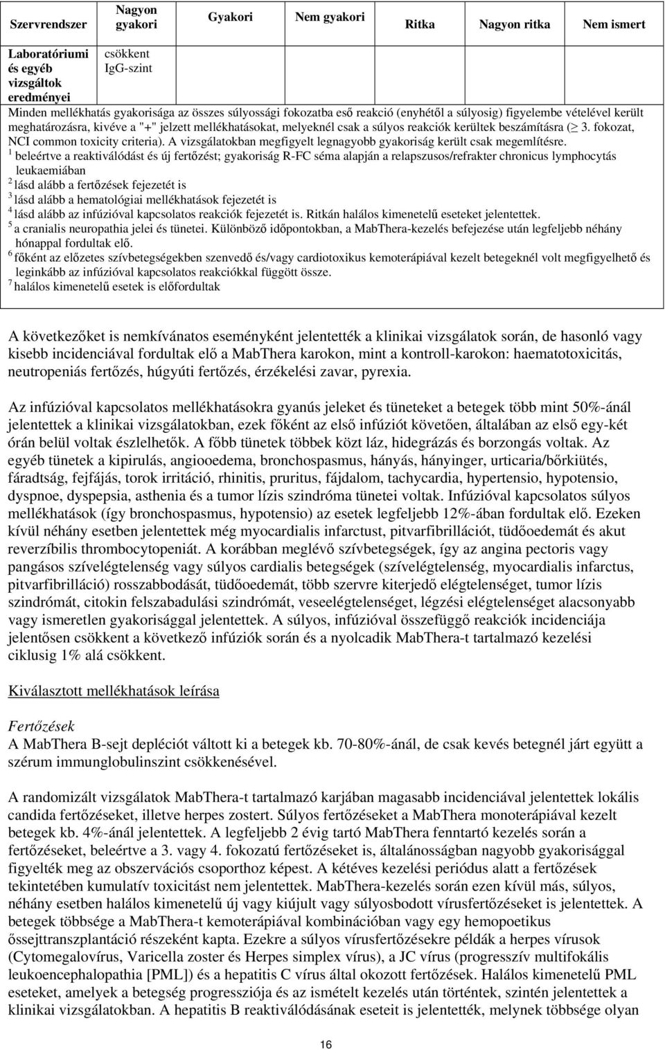 fokozat, NCI common toxicity criteria). A vizsgálatokban megfigyelt legnagyobb gyakoriság került csak megemlítésre.