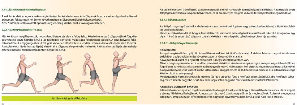 ábra) Már korábban megállapítottuk, hogy a lendületszerzés alatt a felugráshoz közeledve az ugró súlypontjának függőleges vetülete egyre hátrább kerül a láb talajfogási pontjától, magassága