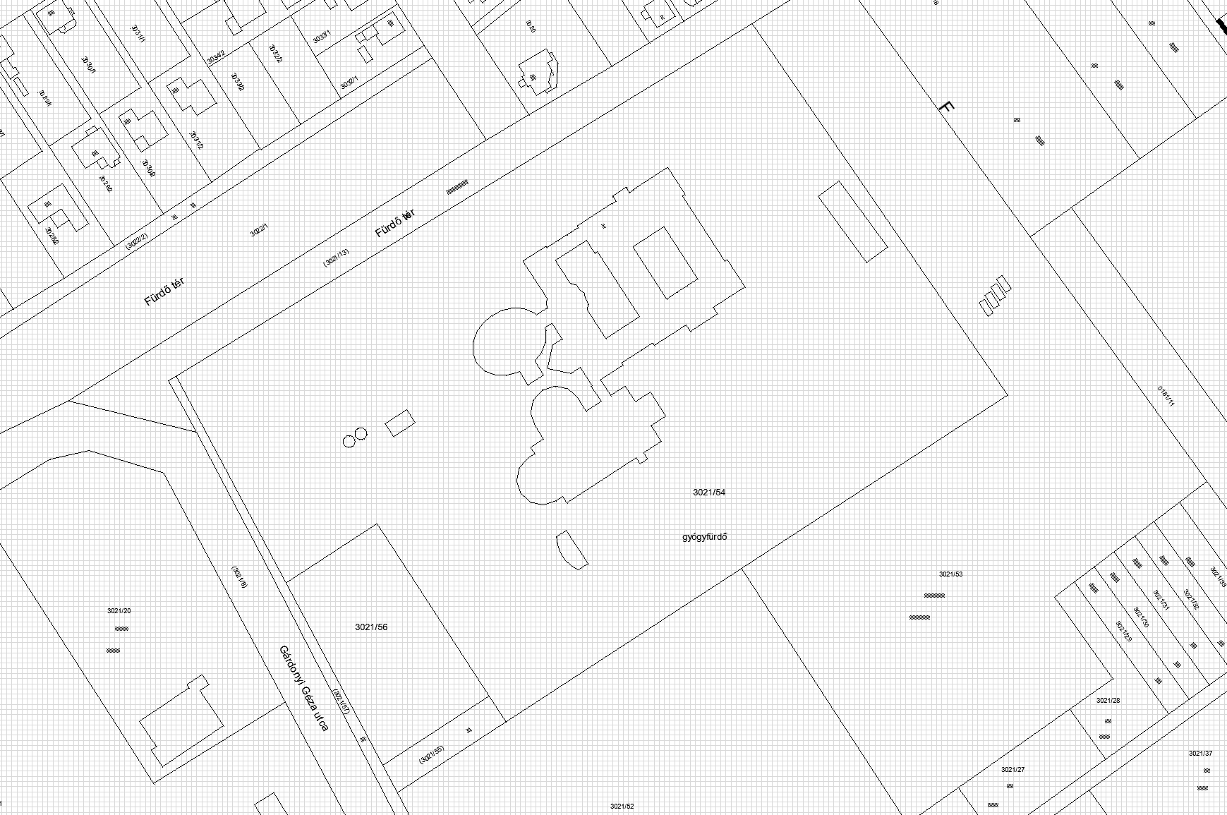 A gyógyfürdő telkén a beépítettsége 15 % körüli.