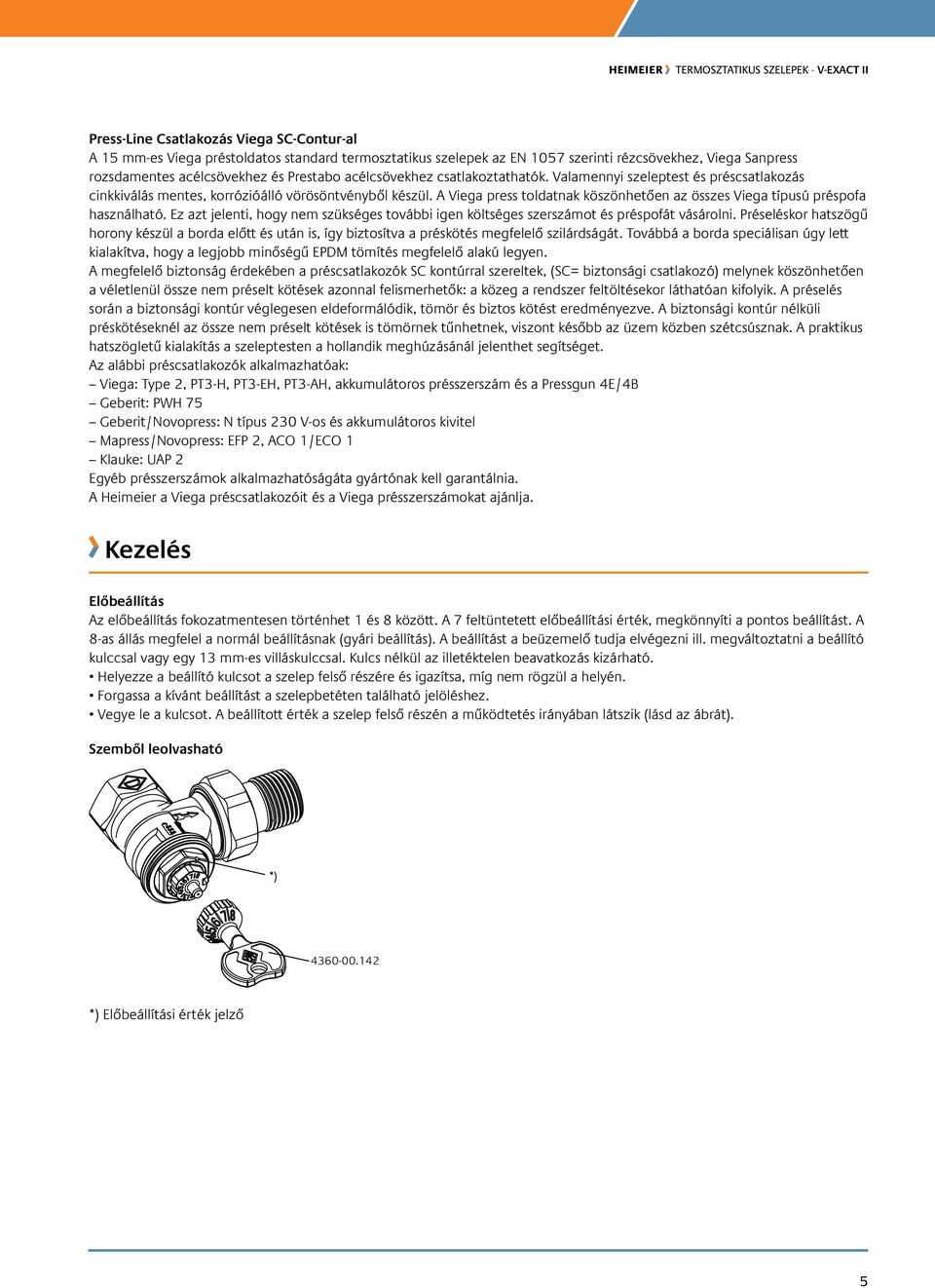 Temosztatikus szeleptest fokozatmentes előbeállítással - PDF Ingyenes  letöltés