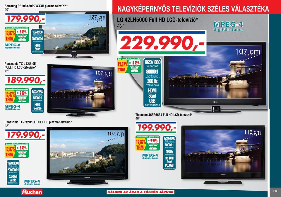 990,- 2000000:1 HDMI Panasonic TX-L42U10E FULL HD LCD-televízió* 42 189.