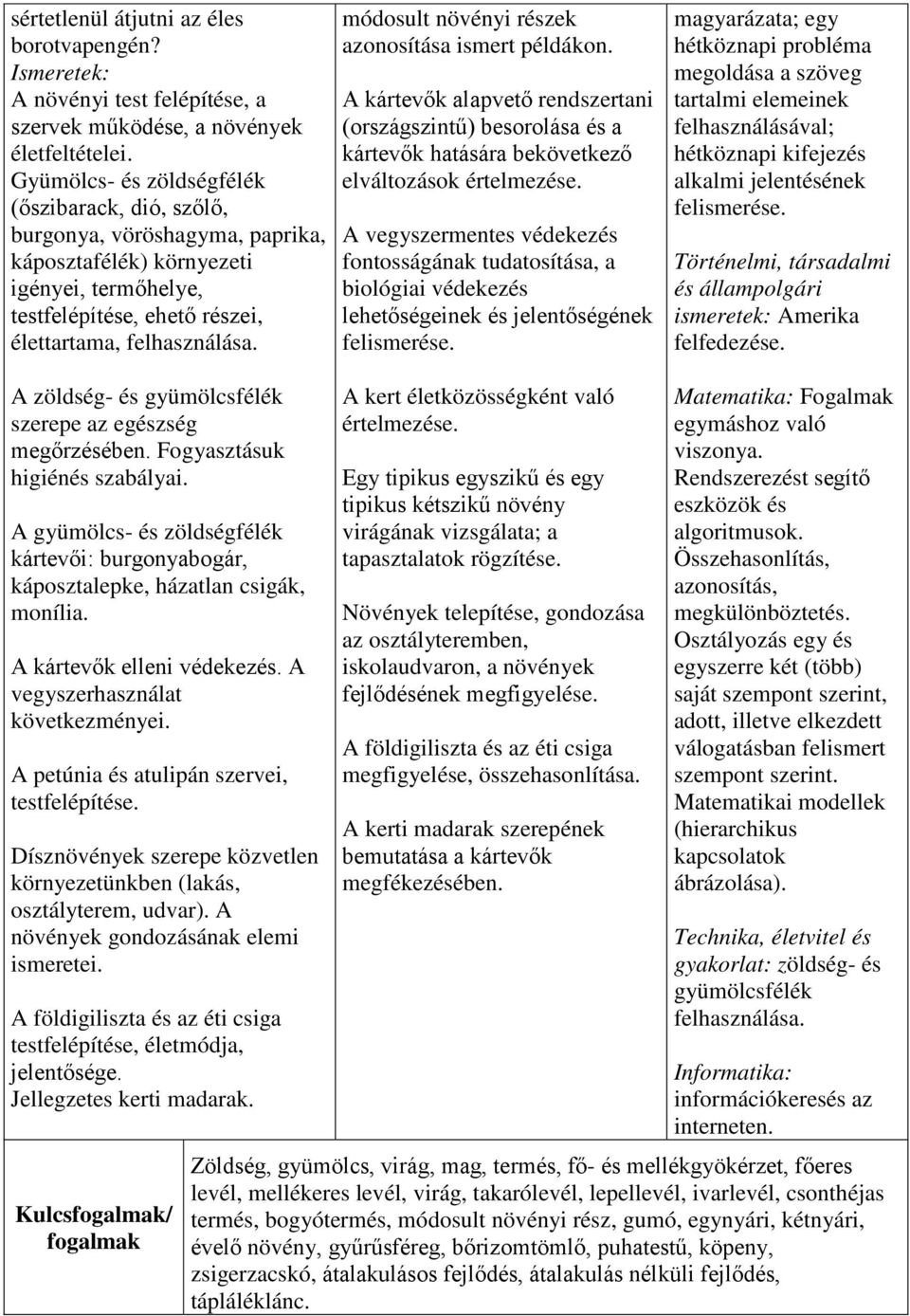 módosult növényi részek azonosítása ismert példákon. A kártevők alapvető rendszertani (országszintű) besorolása és a kártevők hatására bekövetkező elváltozások értelmezése.