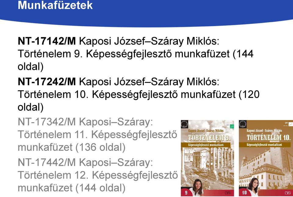 10. Képességfejlesztő munkafüzet (120 oldal) NT-17342/M Kaposi Száray: Történelem 11.