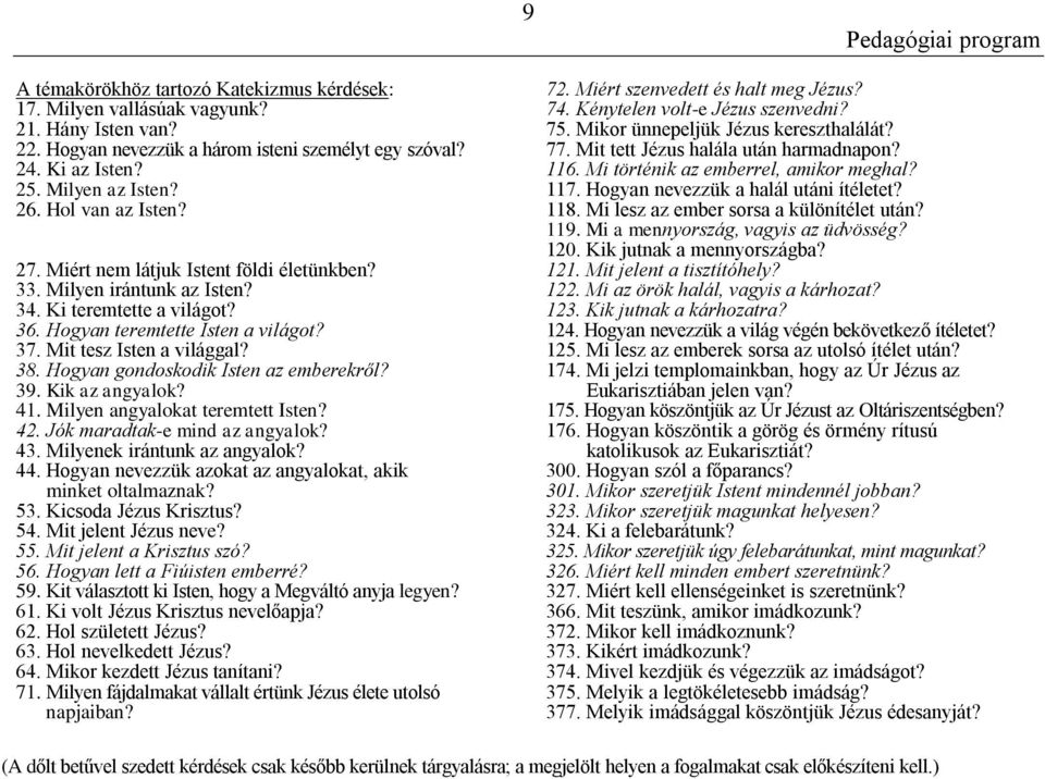 Hogyan gondoskodik Isten az emberekről? 39. Kik az angyalok? 41. Milyen angyalokat teremtett Isten? 42. Jók maradtak-e mind az angyalok? 43. Milyenek irántunk az angyalok? 44.