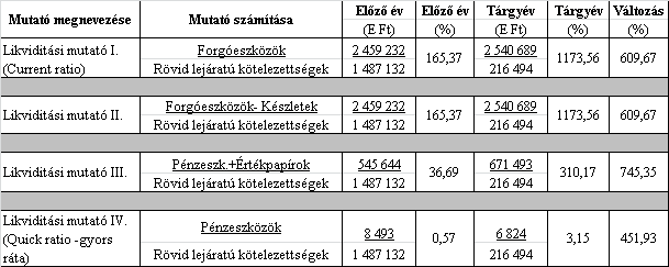 adatok ezer Ft-ban Tárgyi eszközök hatékonysága Nettó árbevétel / Tárgyi eszközök Azt mutatja, hogy a vállalkozás mérlegében kimutatott tárgyi eszközök működtetésével mekkora összegű nettó árbevételt