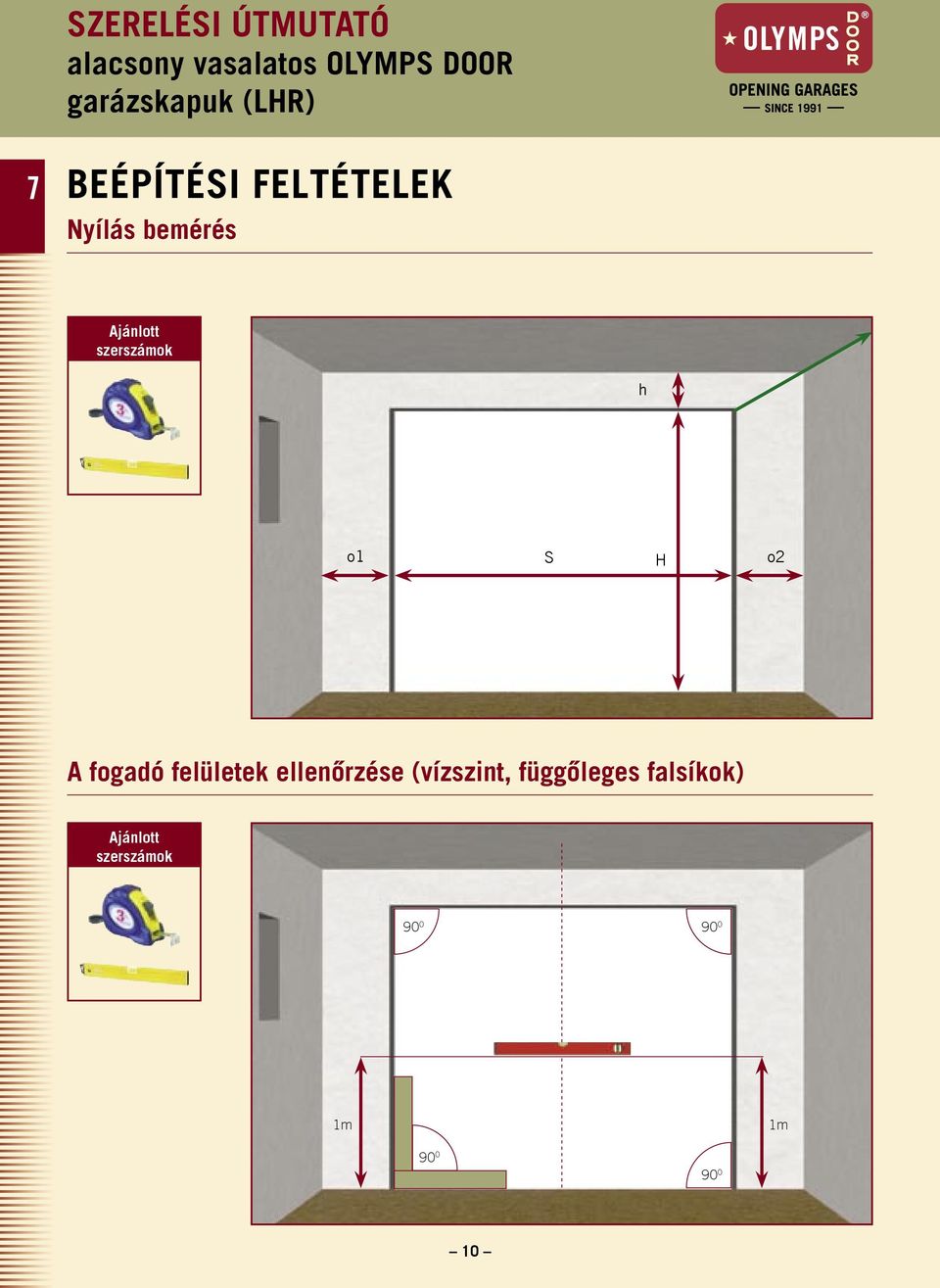 felületek ellenőrzése (vízszint,