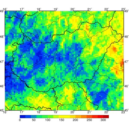 által generált csapadék csak abban az esetben került összeadásra, ha műholdas mérés is rendelkezésemre állt.