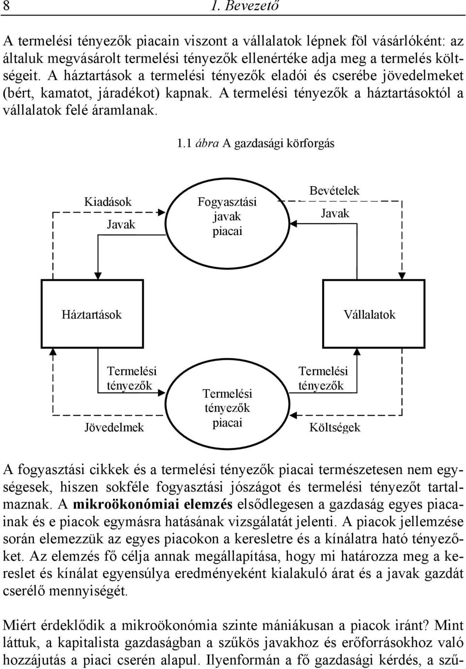 1 ábra A gazdasági körforgás Kiadások Javak Fogyasztási javak piacai Bevételek Javak Háztartások Vállalatok Termelési tényezők Jövedelmek Termelési tényezők piacai Termelési tényezők Költségek A