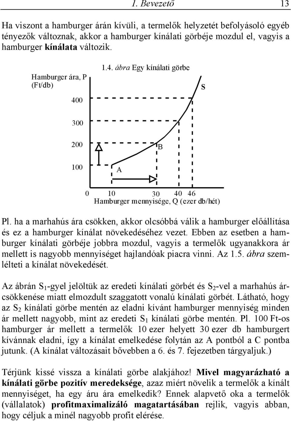 ha a marhahús ára csökken, akkor olcsóbbá válik a hamburger előállítása és ez a hamburger kínálat növekedéséhez vezet.