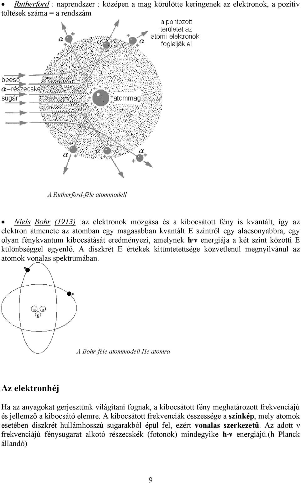 szint közötti E különbséggel egyenlő. A diszkrét E értékek kitüntetettsége közvetlenül megnyilvánul az atomok vonalas spektrumában.