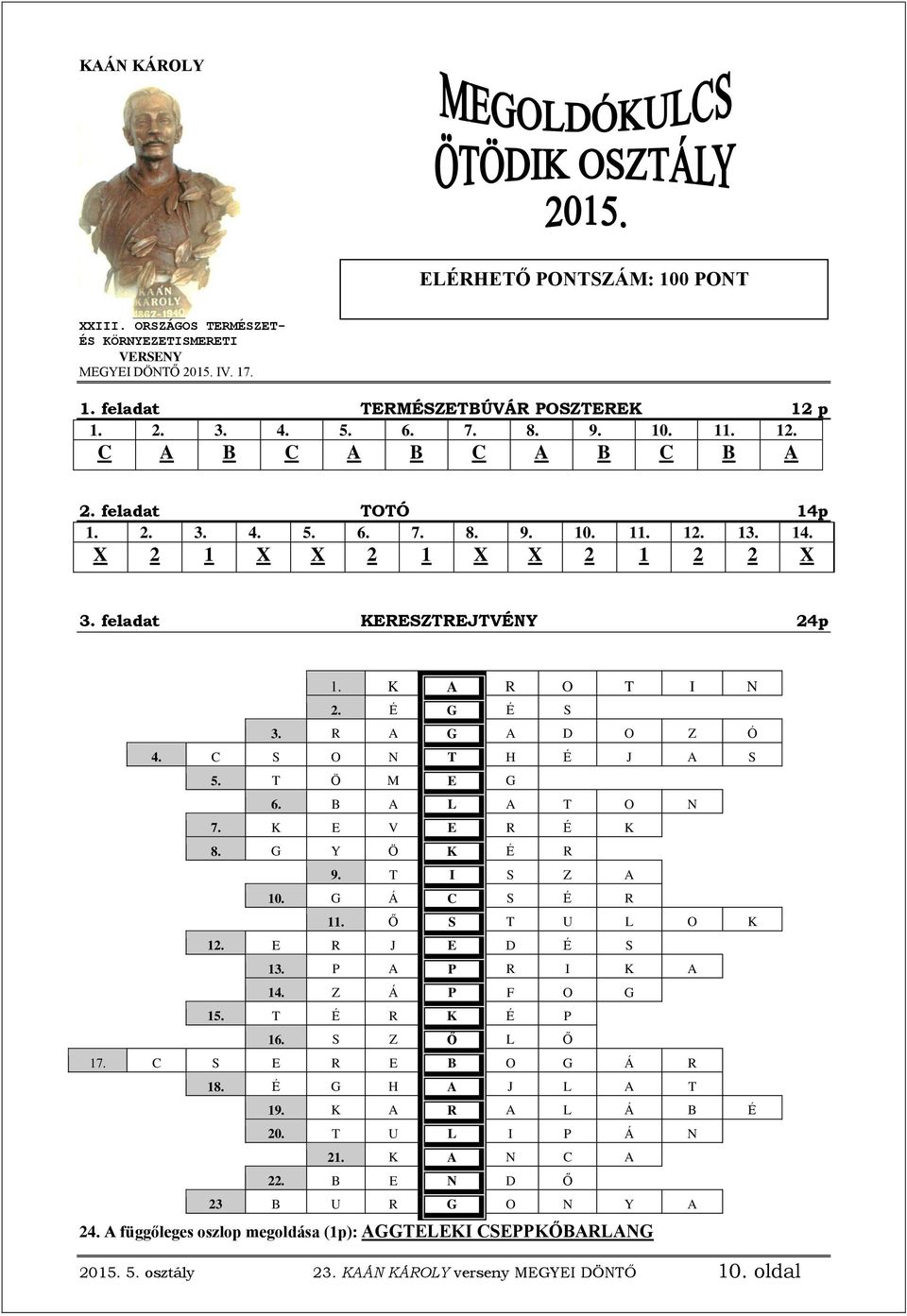 A B C. 1. feladat TERMÉSZETBÚVÁR POSZTEREK 12 p. Írd a megfelelő  betűjeleket a szám utáni vonalra. A megoldásokat másold át az  ÉRTÉKELŐLAPRA! - PDF Free Download