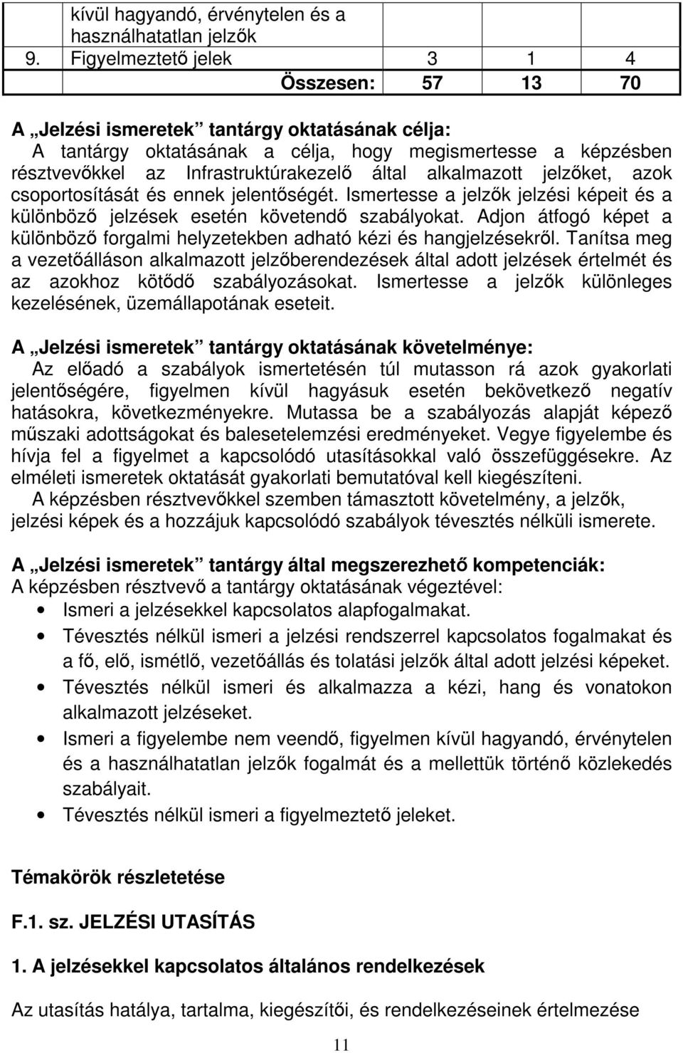 alkalmazott jelzőket, azok csoportosítását és ennek jelentőségét. Ismertesse a jelzők jelzési képeit és a különböző jelzések esetén követendő szabályokat.