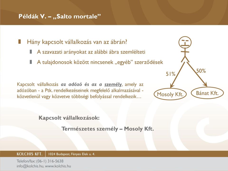 Kapcsolt vállalkozás az adózó és az a személy, amely az adózóban - a Ptk.