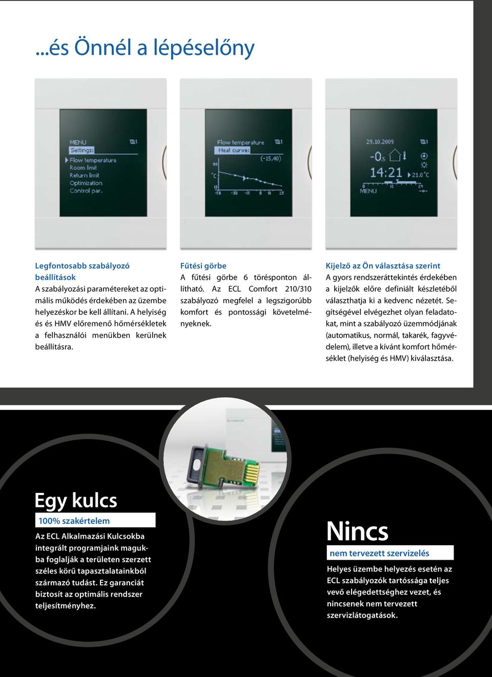 Az ECL Comfort 210/310 szabályozó megfelel a legszigorúbb komfort és pontossági követelményeknek.