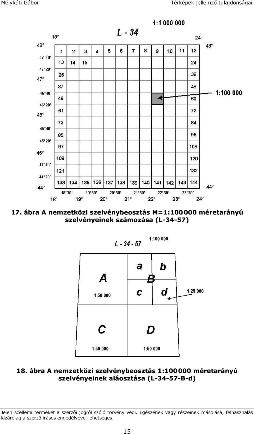 18. ábra A nemzetközi szelvénybeosztás 1:100 000