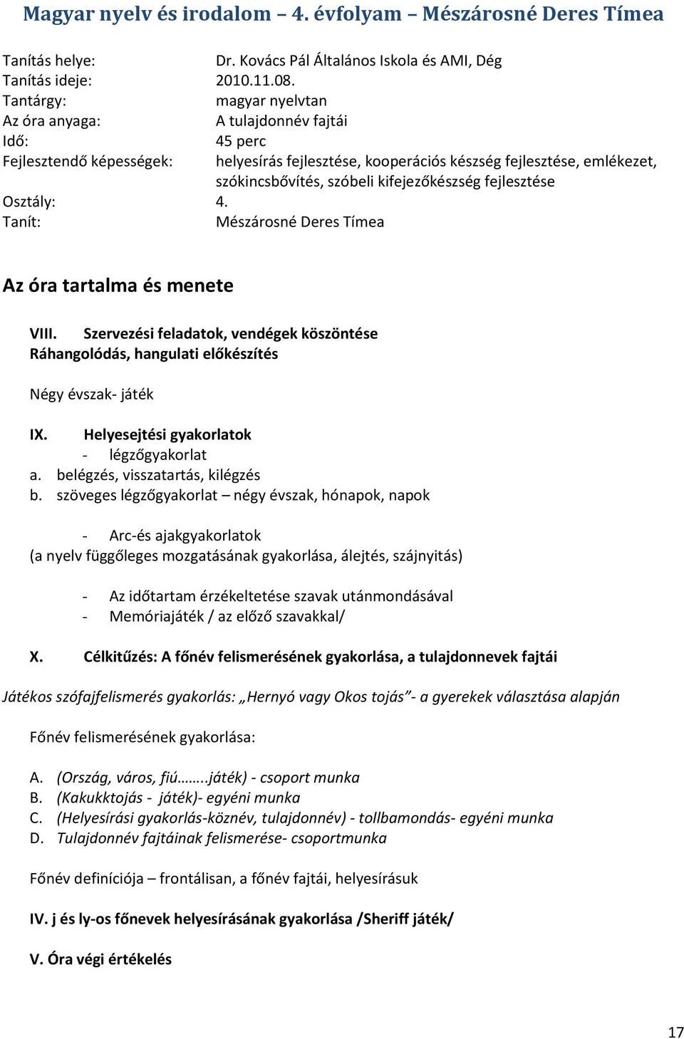 Óratervek, óravázlatok - PDF Ingyenes letöltés