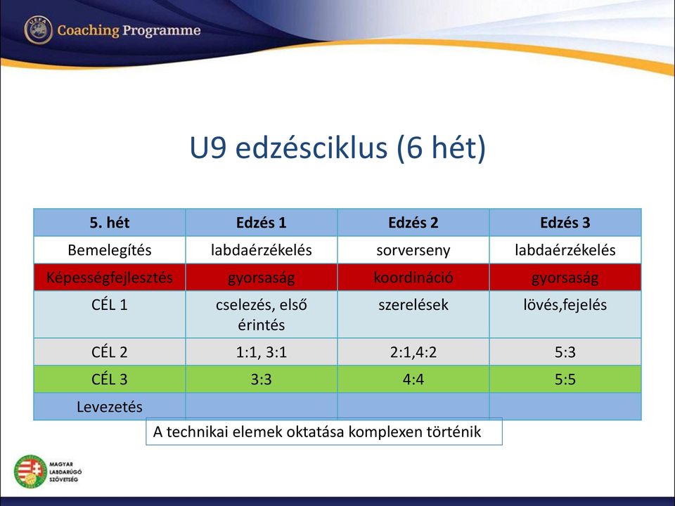 labdaérzékelés Képességfejlesztés gyorsaság koordináció gyorsaság CÉL 1