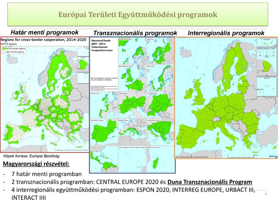 menti programban - 2 transznacionális programban: CENTRAL EUROPE 2020 és Duna Transznacionális