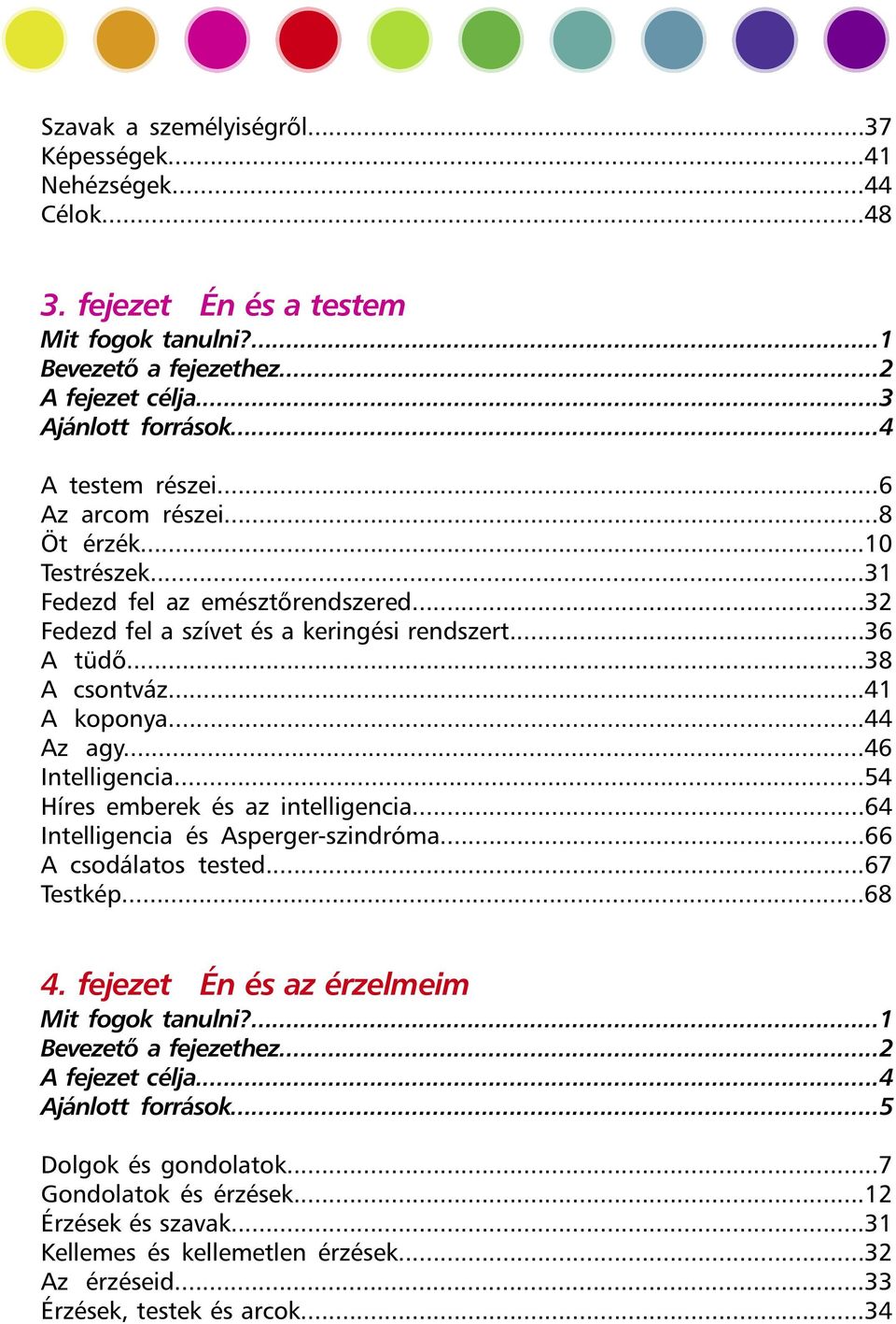 ..46 Intelligencia...54 Híres emberek és az intelligencia...64 Intelligencia és Asperger-szindróma...66 A csodálatos tested...67 Testkép...68 4.