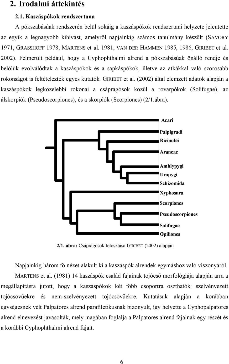 1971; GRASSHOFF 1978; MARTENS et al. 1981; VAN DER HAMMEN 1985, 1986, GIRIBET et al. 2002).