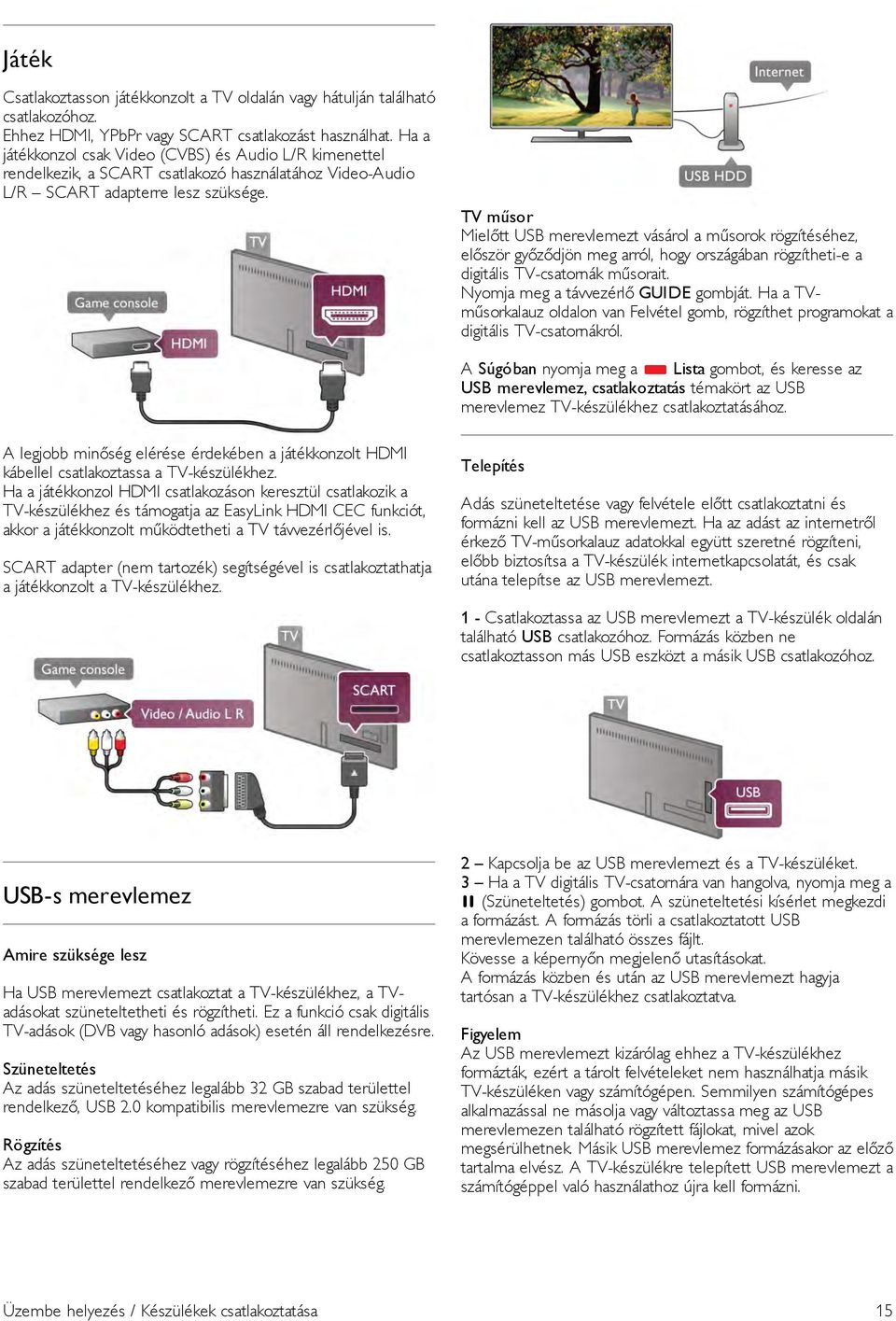 TV műsor Mielőtt USB merevlemezt vásárol a műsorok rögzítéséhez, először győződjön meg arról, hogy országában rögzítheti-e a digitális TV-csatornák műsorait. Nyomja meg a távvezérlő GUIDE gombját.