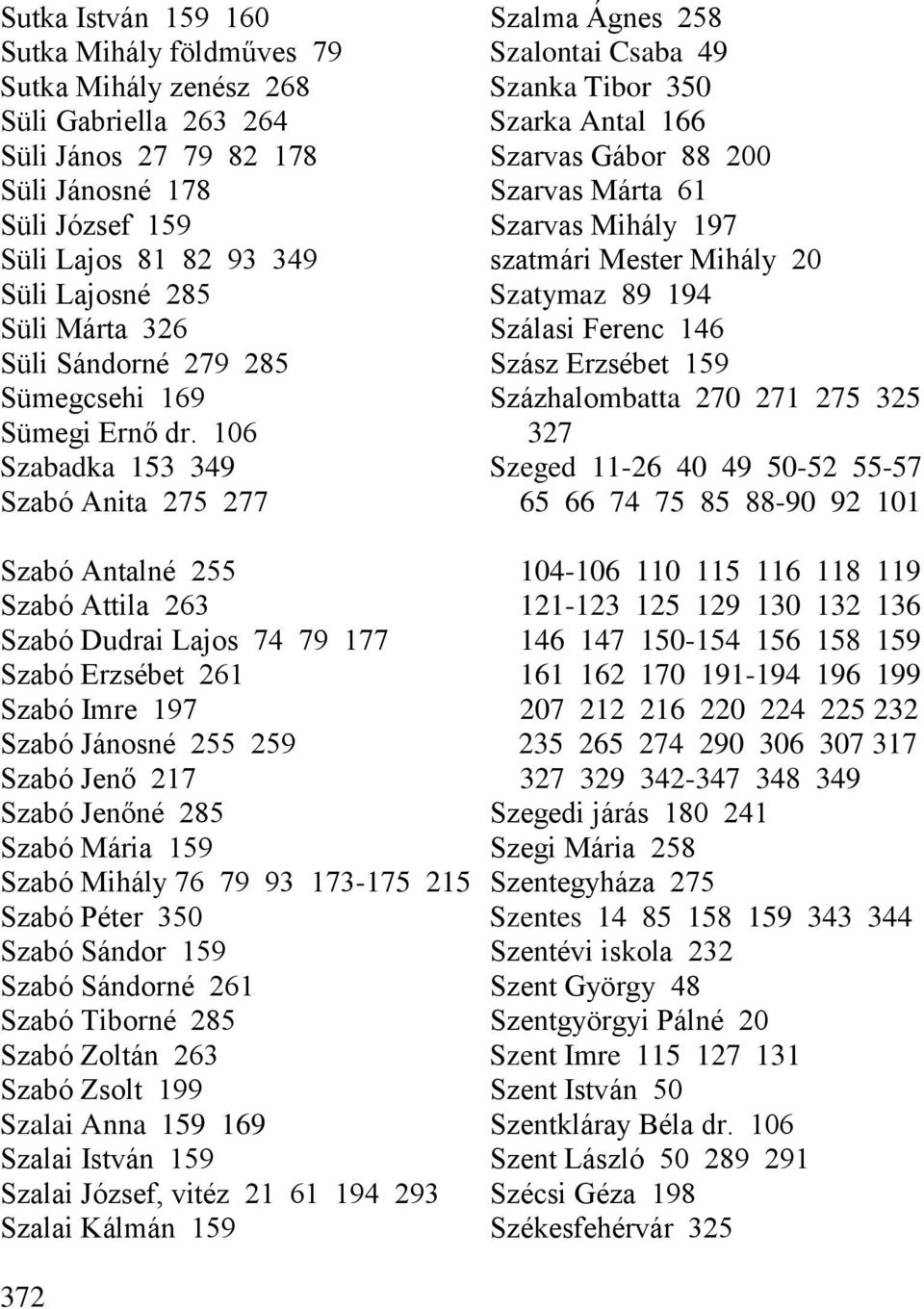 Süli Sándorné 279 285 Szász Erzsébet 159 Sümegcsehi 169 Százhalombatta 270 271 275 325 Sümegi Ernő dr.