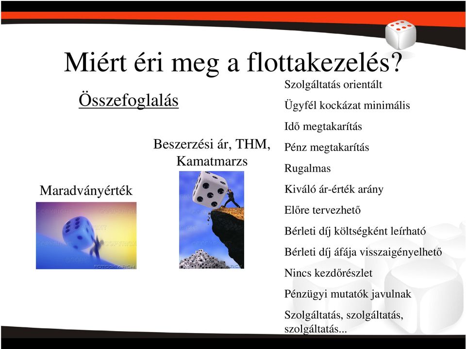 kockázat minimális Idő megtakarítás Pénz megtakarítás Rugalmas Kiváló ár-érték arány Előre