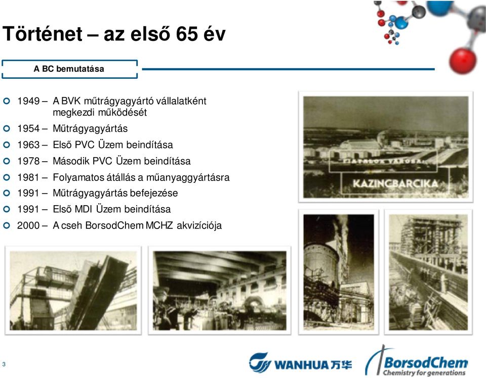 Második PVC Üzem beindítása 1981 Folyamatos átállás a műanyaggyártásra 1991