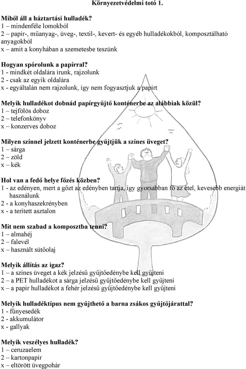 1 - mindkét oldalára írunk, rajzolunk 2 - csak az egyik oldalára x - egyáltalán nem rajzolunk, így nem fogyasztjuk a papírt Melyik hulladékot dobnád papírgyűjtő konténerbe az alábbiak közül?