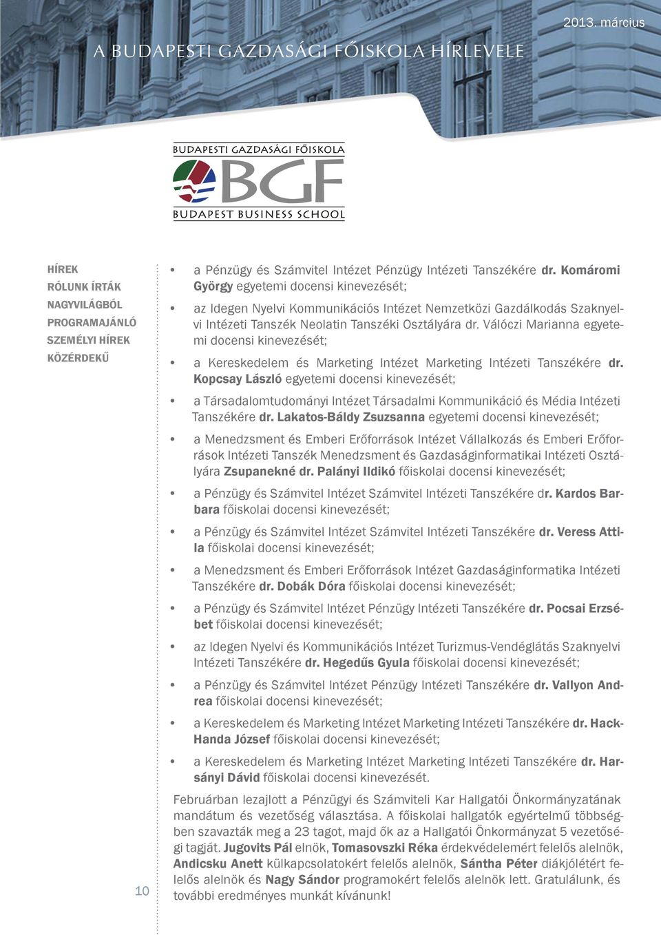 Nagy presztízsű képzés indul a BGF-en - PDF Ingyenes letöltés