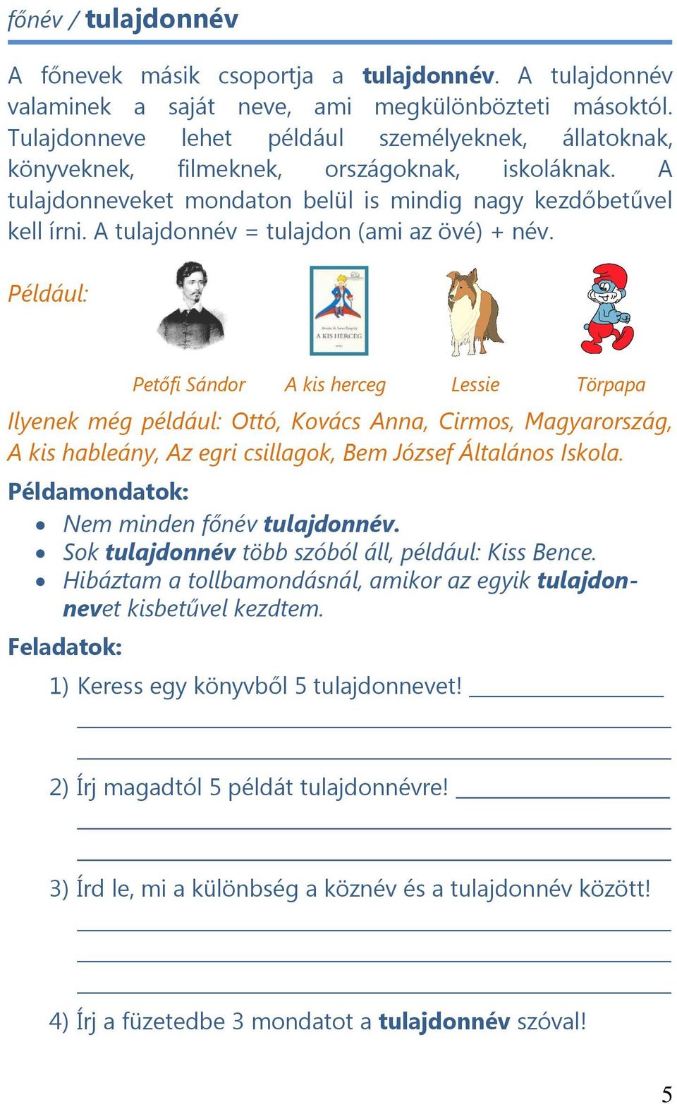 A tulajdonnév = tulajdon (ami az övé) + név.