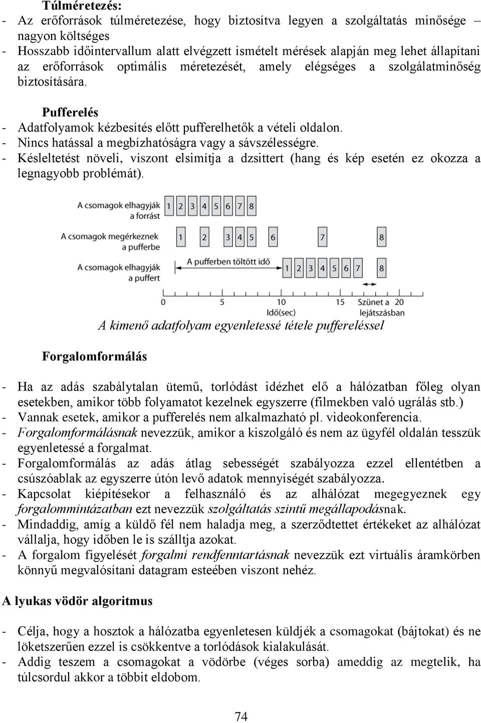 - Nincs hatással a megbízhatóságra vagy a sávszélességre. - Késleltetést növeli, viszont elsimítja a dzsittert (hang és kép esetén ez okozza a legnagyobb problémát).