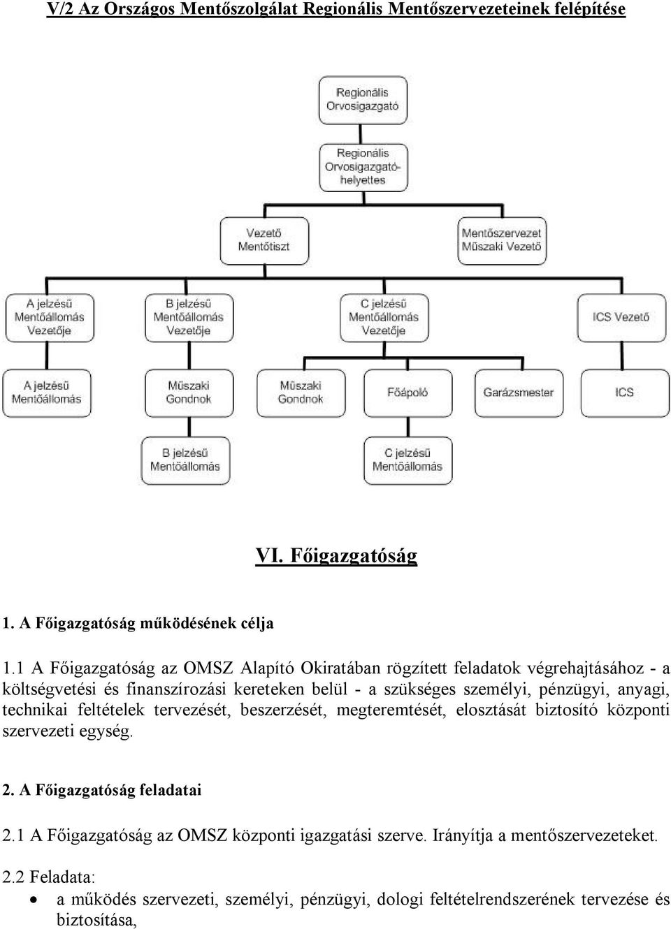 pénzügyi, anyagi, technikai feltételek tervezését, beszerzését, megteremtését, elosztását biztosító központi szervezeti egység. 2. A Főigazgatóság feladatai 2.