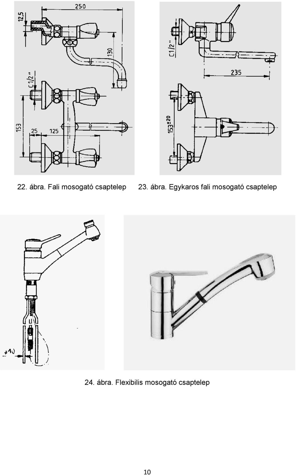 ábra. Egykaros fali mosogató