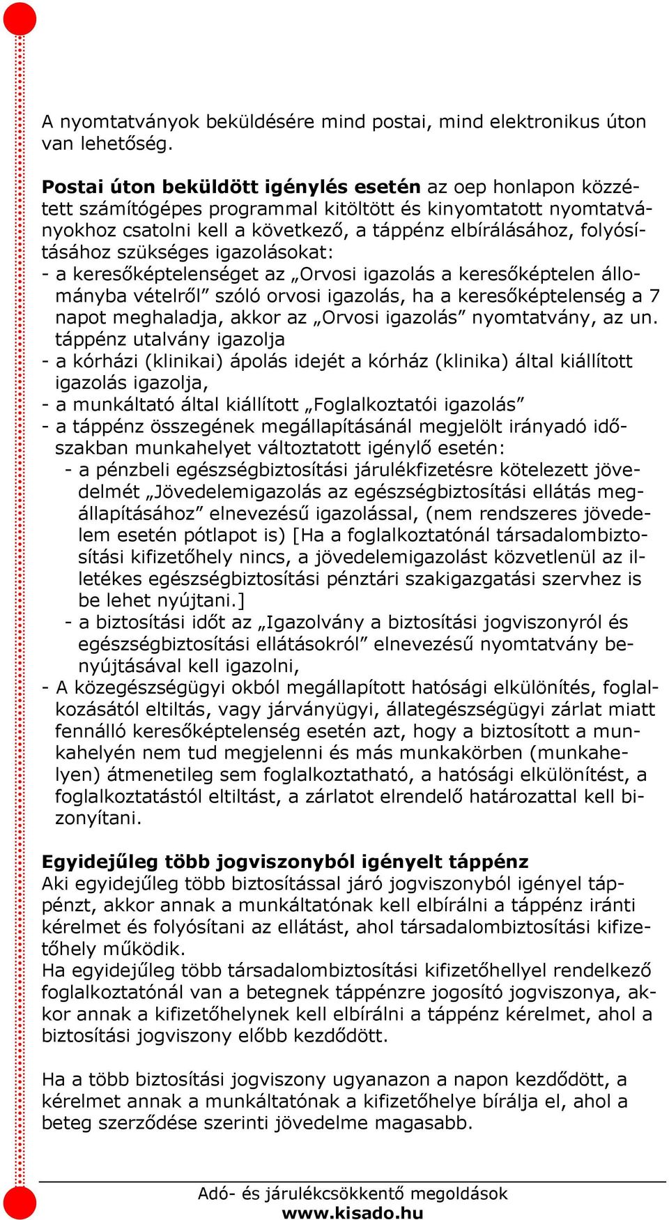 Betegszabadság, táppénz. Adó- és járulékcsökkentő megoldások - PDF Free  Download