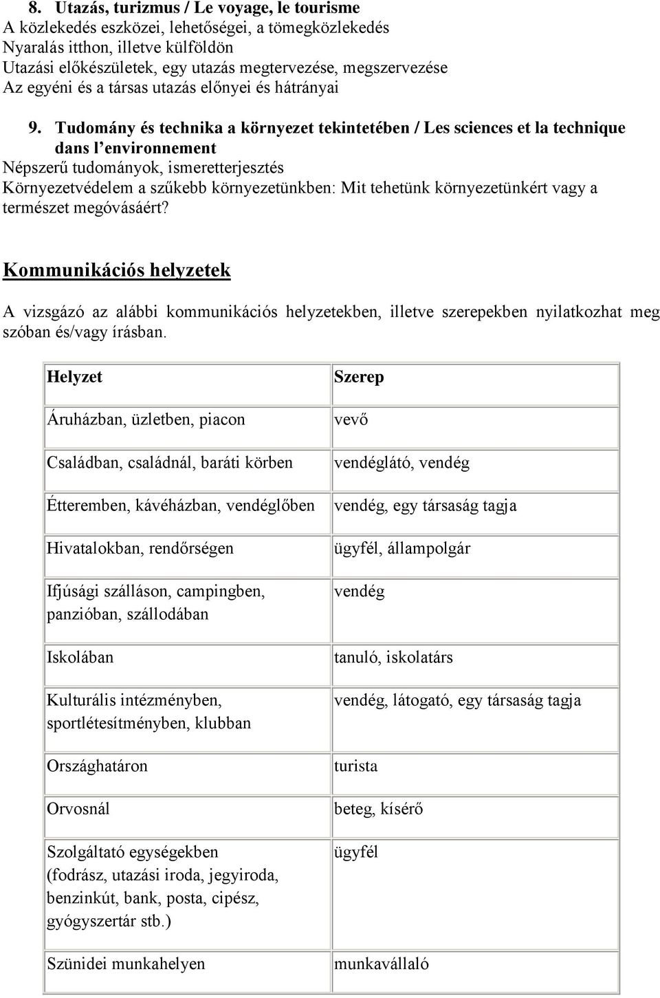 Tudomány és technika a környezet tekintetében / Les sciences et la technique dans l environnement Népszerű tudományok, ismeretterjesztés Környezetvédelem a szűkebb környezetünkben: Mit tehetünk