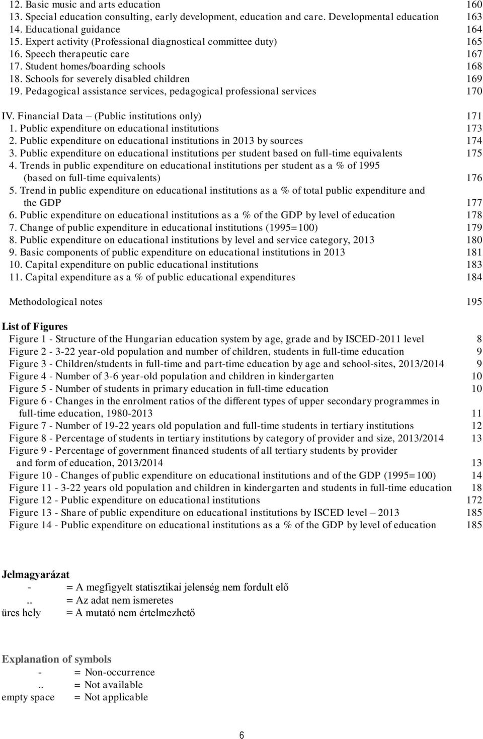 Pedagogical assistance services, pedagogical professional services 170 IV. Financial Data (Public institutions only) 171 1. Public expenditure on educational institutions 173 2.