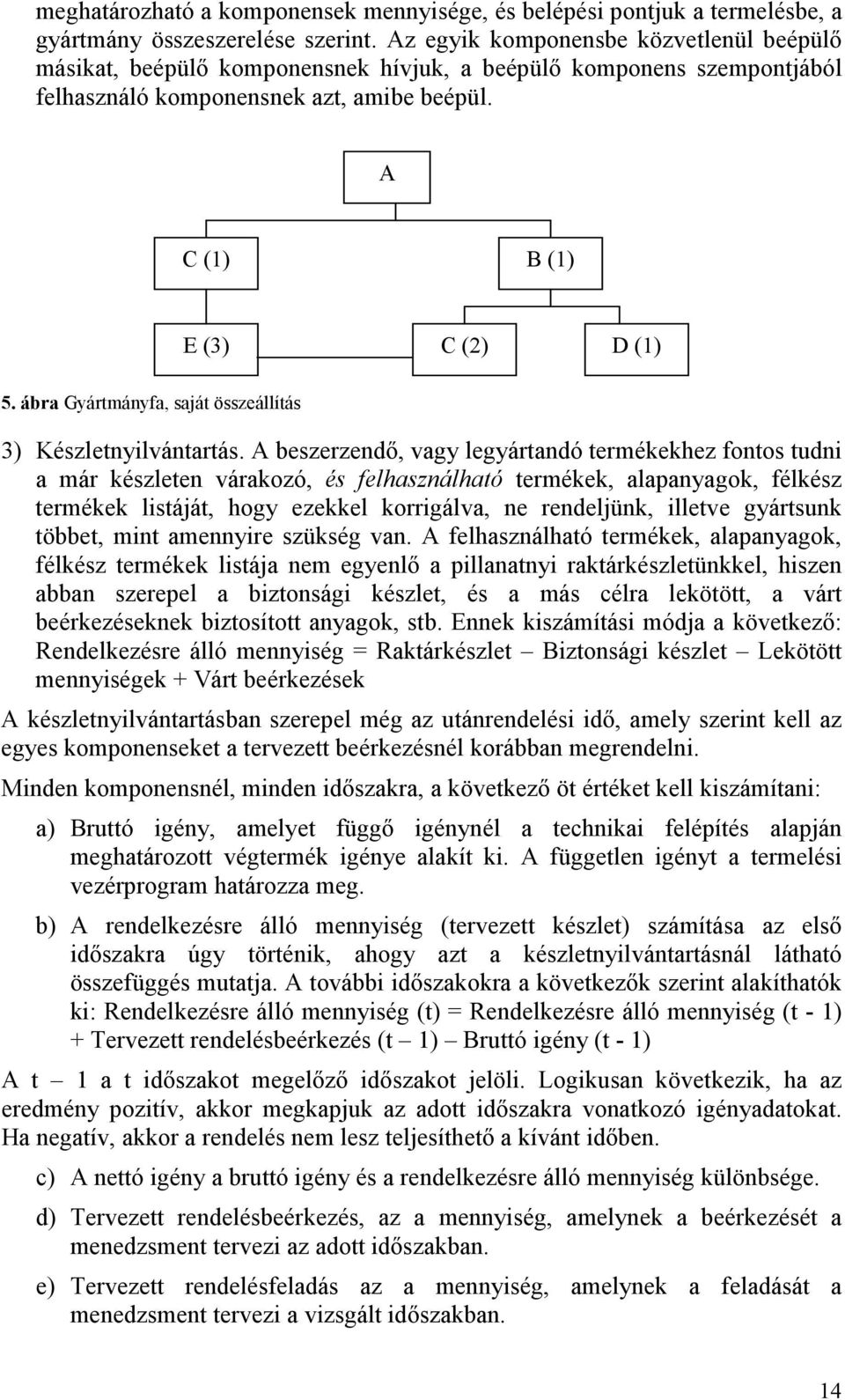 ábra Gyármányfa, sajá összeállíás 3) Készlenyilvánarás.