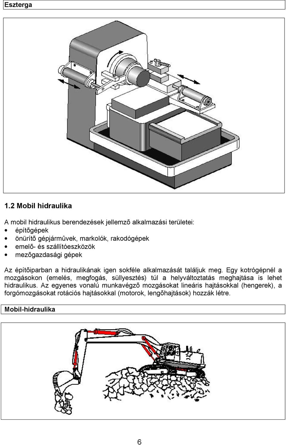emelõ- és szállítóeszközök mezõgazdasági gépek Az építõiparban a hidraulikának igen sokféle alkalmazását találjuk meg.