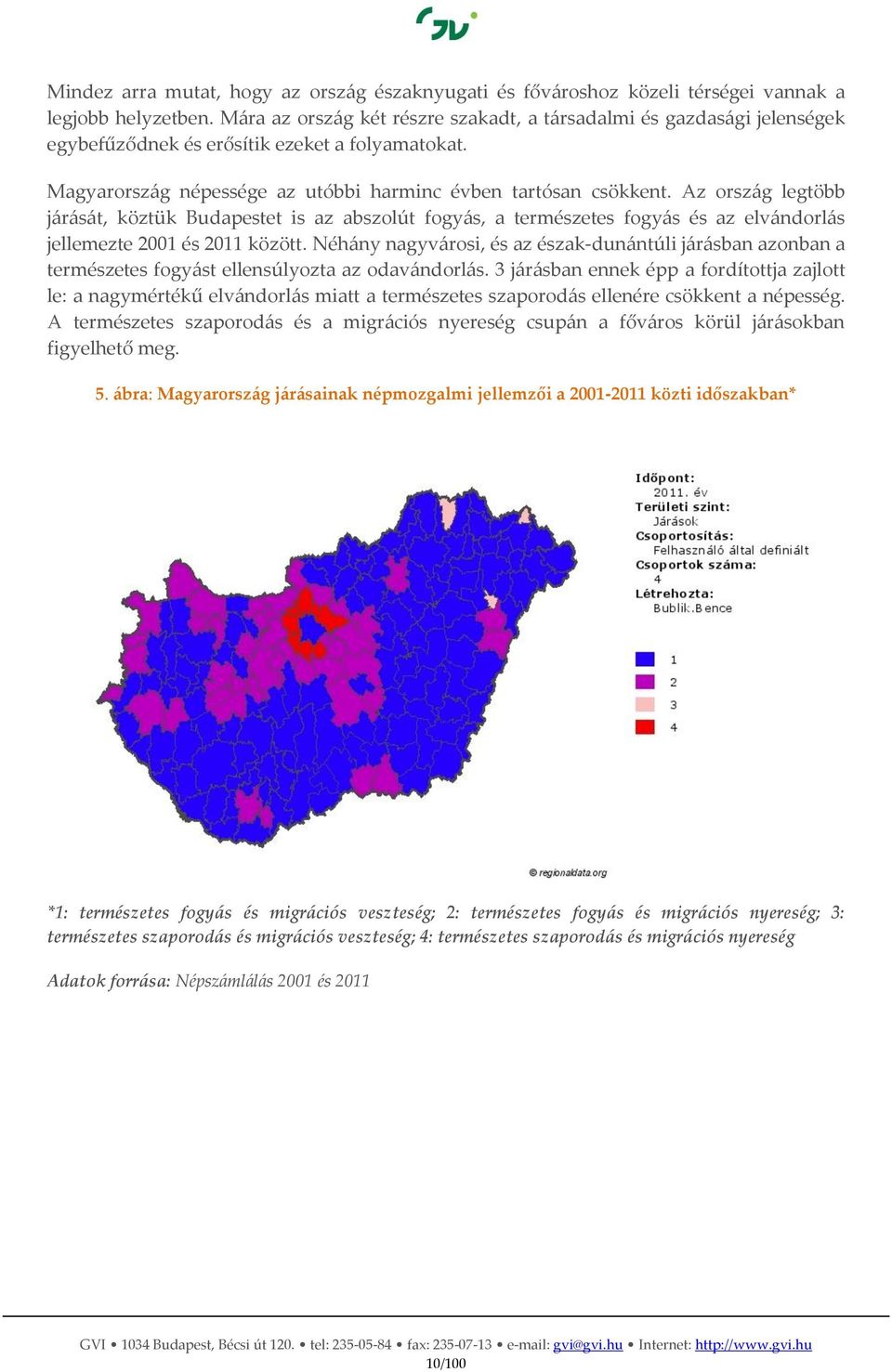 Az ország legtöbb járását, köztük Budapestet is az abszolút fogyás, a természetes fogyás és az elvándorlás jellemezte 2001 és 2011 között.