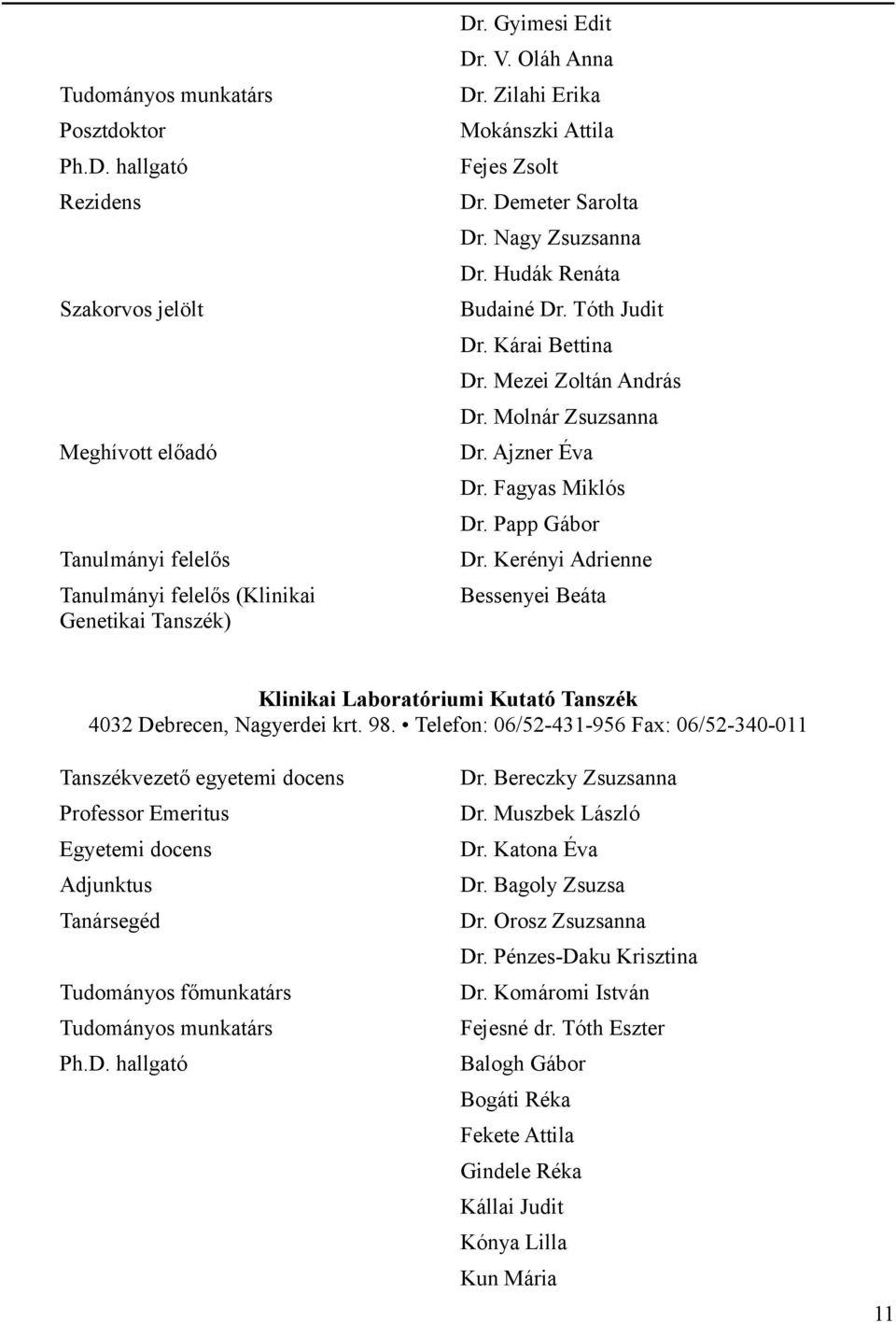 Ajzner Éva Dr. Fagyas Miklós Dr. Papp Gábor Dr. Kerényi Adrienne Bessenyei Beáta Klinikai Laboratóriumi Kutató Tanszék 4032 Debrecen, Nagyerdei krt. 98.