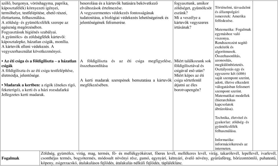 A kártevők elleni védekezés. A vegyszerhasználat következményei. Az éti csiga és a földigiliszta a házatlan csigák A földigiliszta és az éti csiga testfelépítése, életmódja, jelentősége.