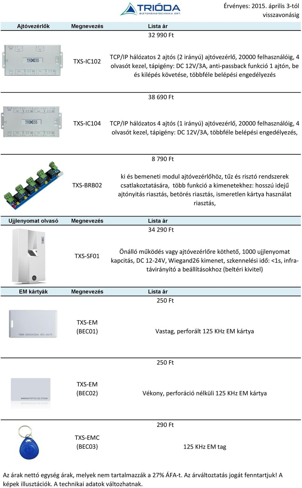 engedélyezés, 8 790 Ft TXS-BRB02 ki és bemeneti modul ajtóvezérlőhöz, tűz és risztó rendszerek csatlakoztatására, több funkció a kimenetekhez: hosszú idejű ajtónyitás riasztás, betörés riasztás,