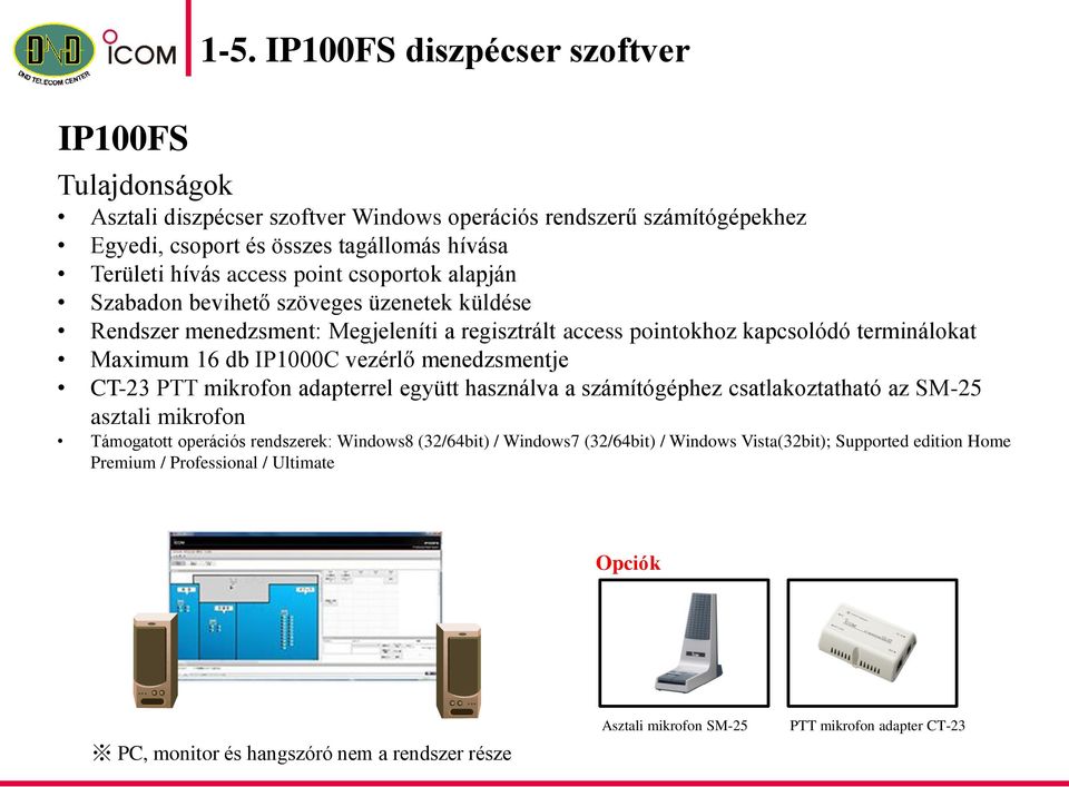 csoportok alapján Szabadon bevihető szöveges üzenetek küldése Rendszer menedzsment: Megjeleníti a regisztrált access pointokhoz kapcsolódó terminálokat Maximum 16 db IP1000C vezérlő